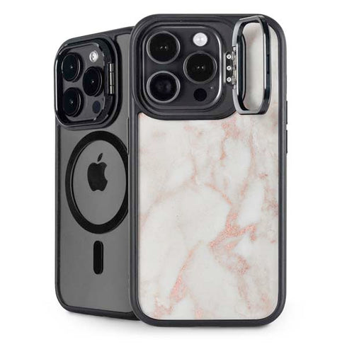 Rose Gold Marble iPhone 15 Pro Kickstand Case